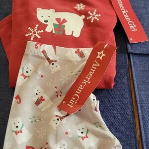 American Girl Festive Red and Gray Pajama Set